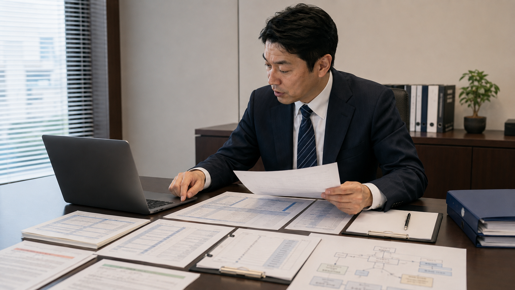親族会社への発注履歴と納品記録を整理する企業担当者