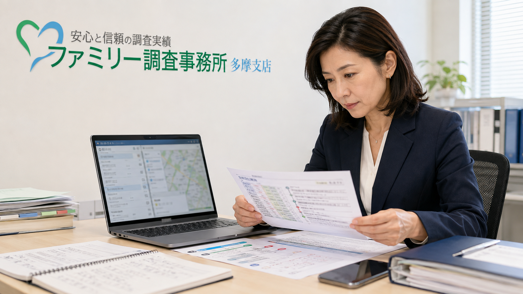 多摩地域で現金貸付の記録と相手の所在情報を確認する女性相談員