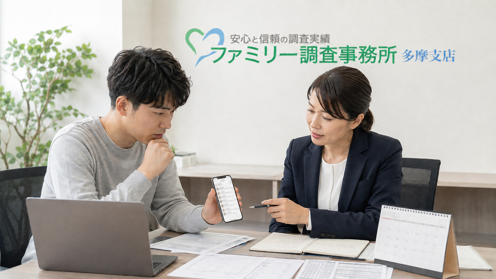 現金を貸した前後のメッセージと記録を整理する女性