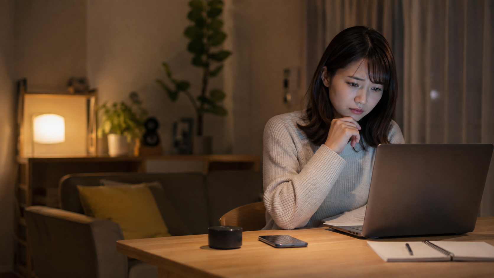 盗聴や盗撮が疑われる不審な機器を触れずに記録する女性