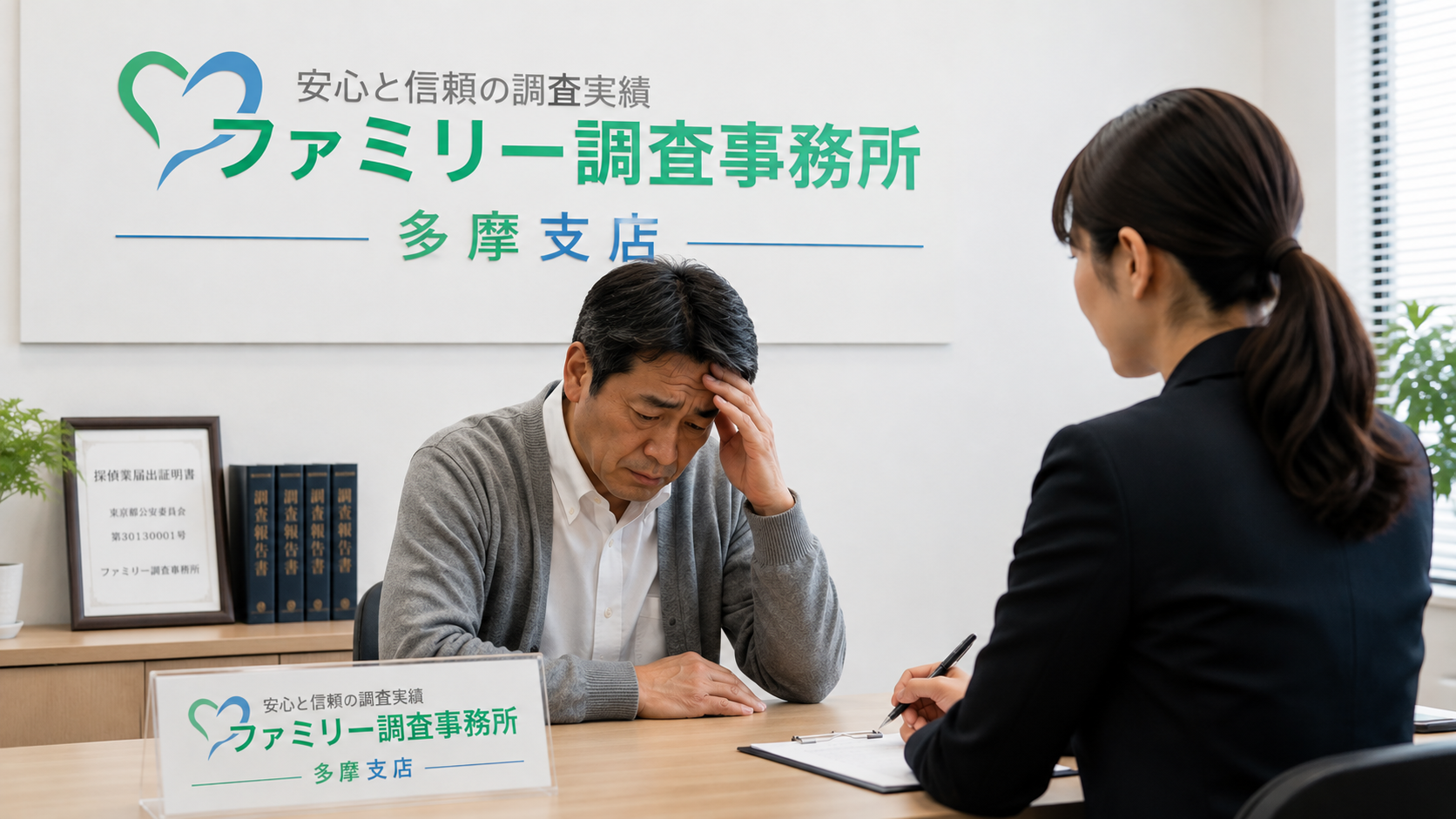 夫や妻の休日出勤の日と出発時間や帰宅時間を記録する様子