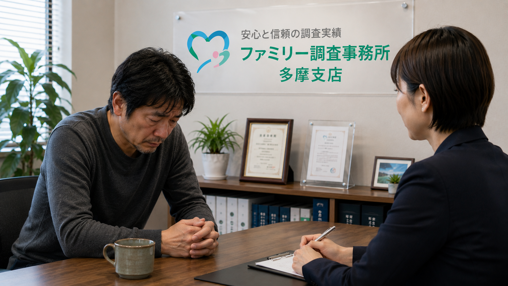 浮気調査の日を絞るため帰宅時間や行動の変化をカレンダーへ記録する様子
