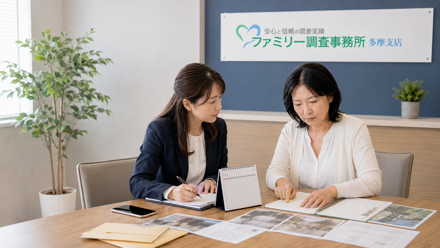 近隣住民による嫌がらせの日時や証拠を整理する女性